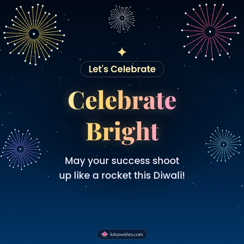 Celebrate Bright – Fireworks Diwali wishes image in English (square)