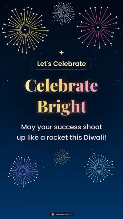 Celebrate Bright – Fireworks Diwali wishes image in English (story)