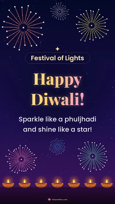 Happy Diwali! – Fireworks Diwali wishes image in English (story)