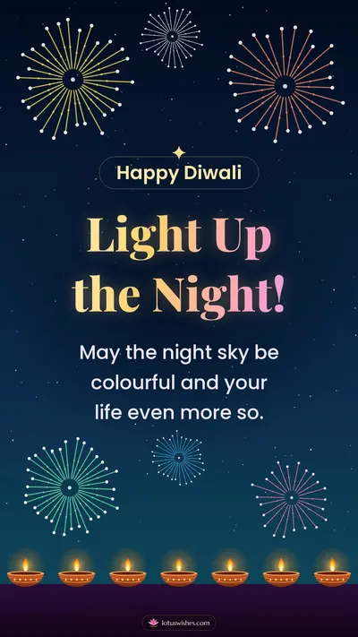 Light Up the Night! – Fireworks Diwali wishes image in English (story)