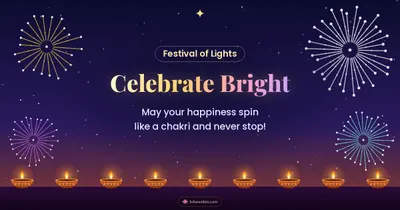 Celebrate Bright – Fireworks Diwali wishes image in English (landscape)