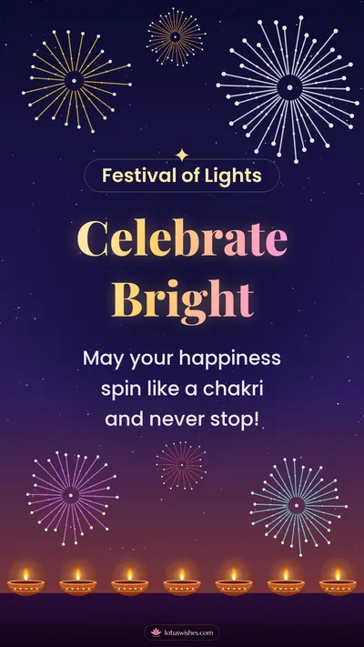 Celebrate Bright – Fireworks Diwali wishes image in English (story)