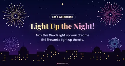 Light Up the Night! – Fireworks Diwali wishes image in English (landscape)