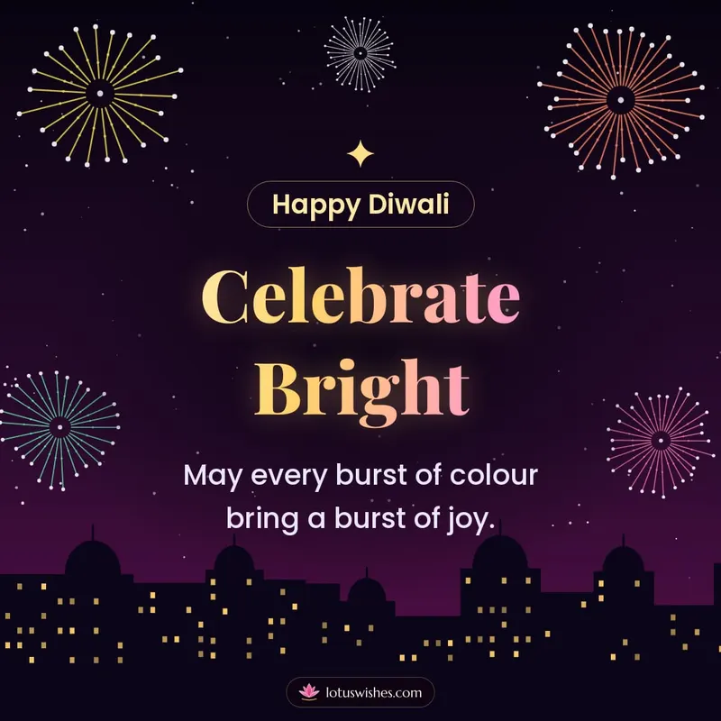 Celebrate Bright – Fireworks Diwali wishes image in English (square)