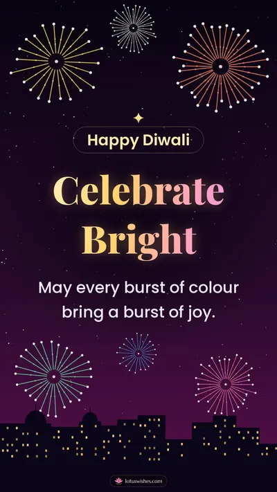 Celebrate Bright – Fireworks Diwali wishes image in English (story)