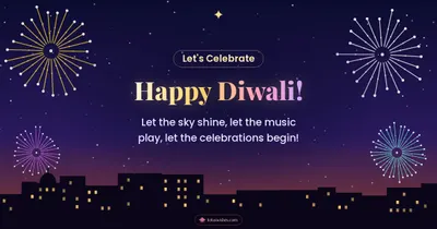 Happy Diwali! – Fireworks Diwali wishes image in English (landscape)