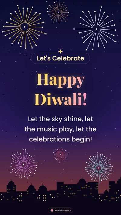 Happy Diwali! – Fireworks Diwali wishes image in English (story)