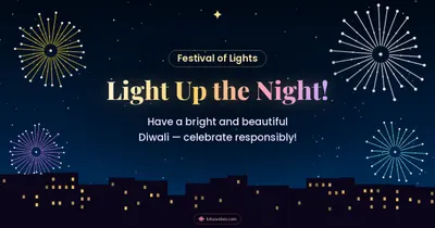 Light Up the Night! – Fireworks Diwali wishes image in English (landscape)