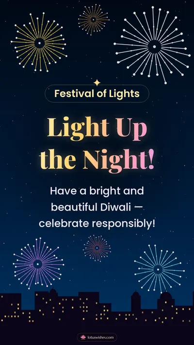 Light Up the Night! – Fireworks Diwali wishes image in English (story)