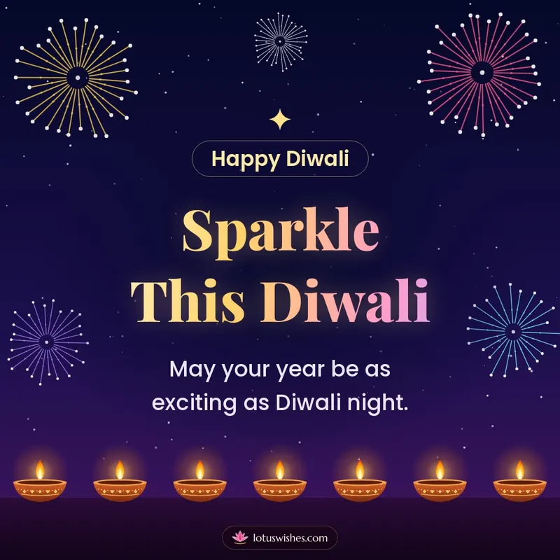 Sparkle This Diwali – Fireworks Diwali wishes image in English (square)