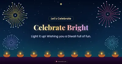 Celebrate Bright – Fireworks Diwali wishes image in English (landscape)