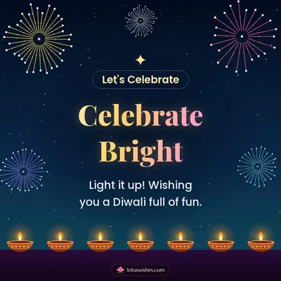 Celebrate Bright – Fireworks Diwali wishes image in English (square)