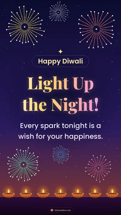 Light Up the Night! – Fireworks Diwali wishes image in English (story)