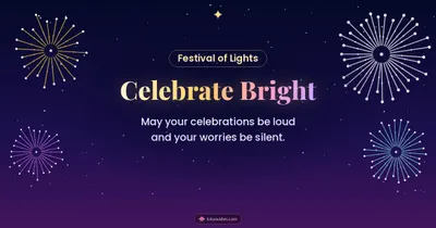 Celebrate Bright – Fireworks Diwali wishes image in English (landscape)