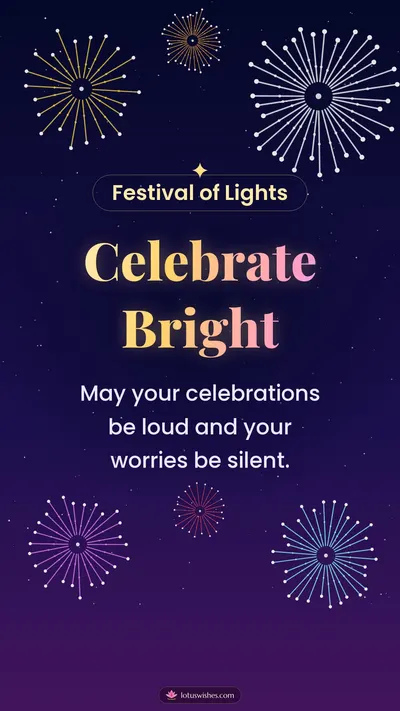 Celebrate Bright – Fireworks Diwali wishes image in English (story)