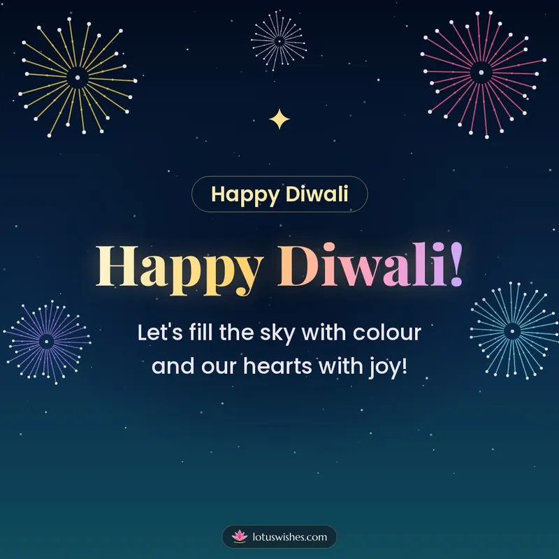 Happy Diwali! – Fireworks Diwali wishes image in English (square)