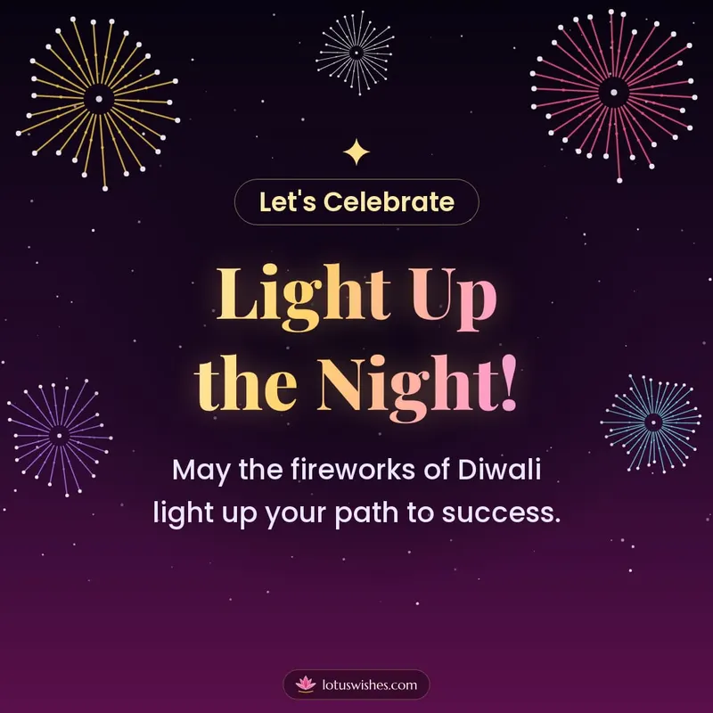 Light Up the Night! – Fireworks Diwali wishes image in English (square)