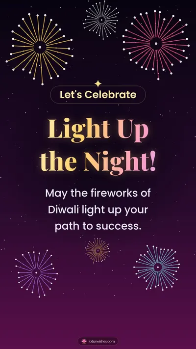 Light Up the Night! – Fireworks Diwali wishes image in English (story)