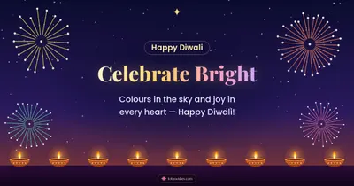 Celebrate Bright – Fireworks Diwali wishes image in English (landscape)