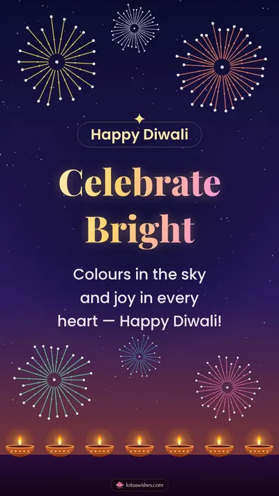Celebrate Bright – Fireworks Diwali wishes image in English (story)