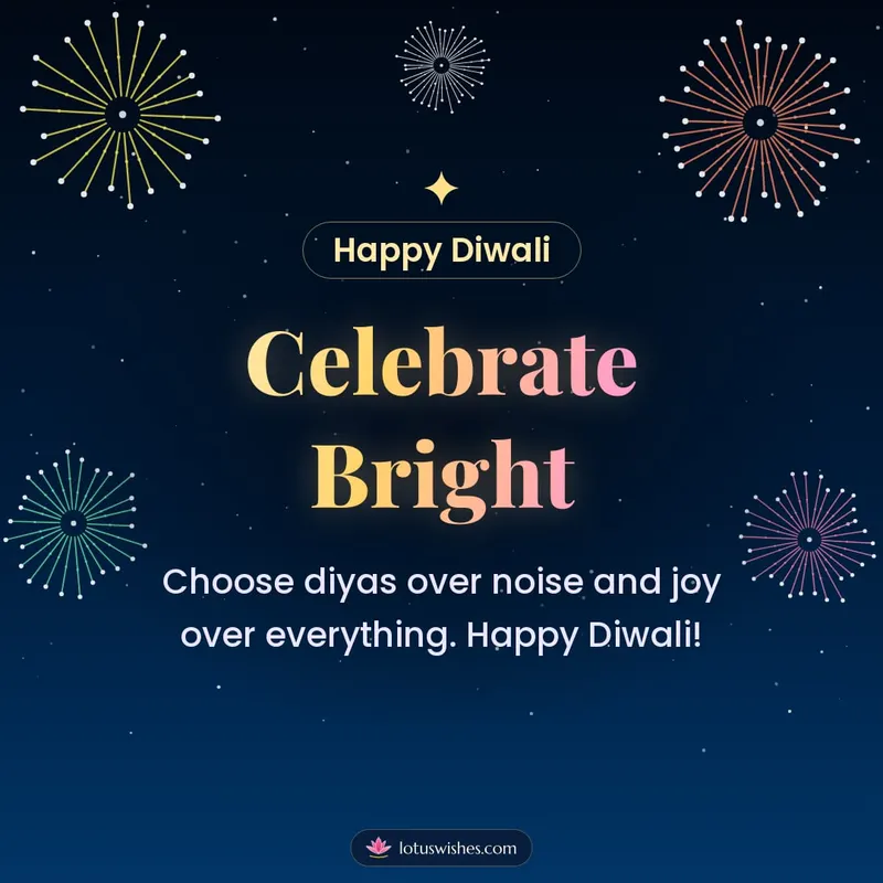 Celebrate Bright – Fireworks Diwali wishes image in English (square)