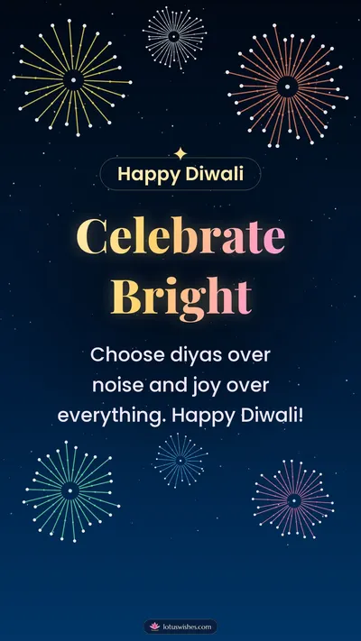 Celebrate Bright – Fireworks Diwali wishes image in English (story)
