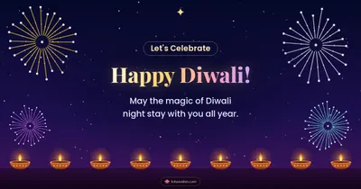 Happy Diwali! – Fireworks Diwali wishes image in English (landscape)
