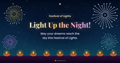 Light Up the Night! – Fireworks Diwali wishes image in English (landscape)