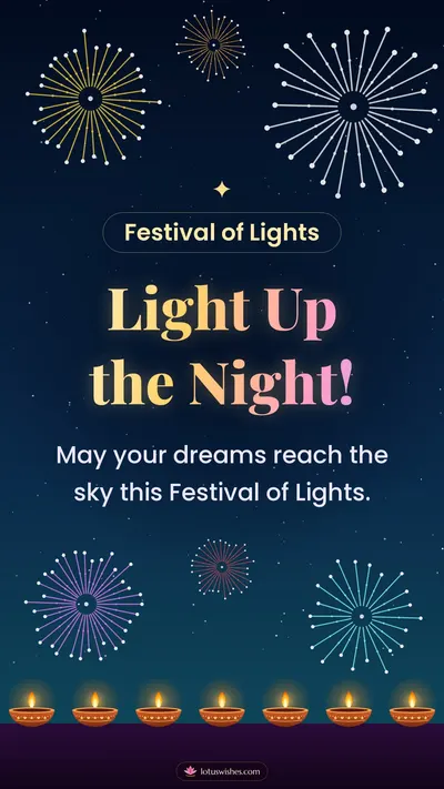 Light Up the Night! – Fireworks Diwali wishes image in English (story)