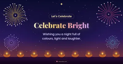Celebrate Bright – Fireworks Diwali wishes image in English (landscape)
