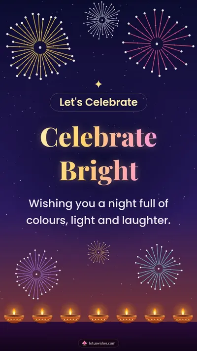Celebrate Bright – Fireworks Diwali wishes image in English (story)