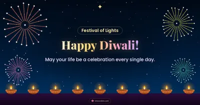 Happy Diwali! – Fireworks Diwali wishes image in English (landscape)
