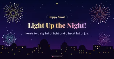 Light Up the Night! – Fireworks Diwali wishes image in English (landscape)