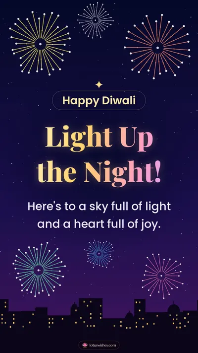Light Up the Night! – Fireworks Diwali wishes image in English (story)