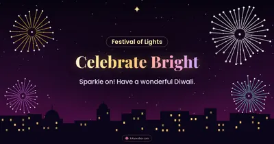 Celebrate Bright – Fireworks Diwali wishes image in English (landscape)