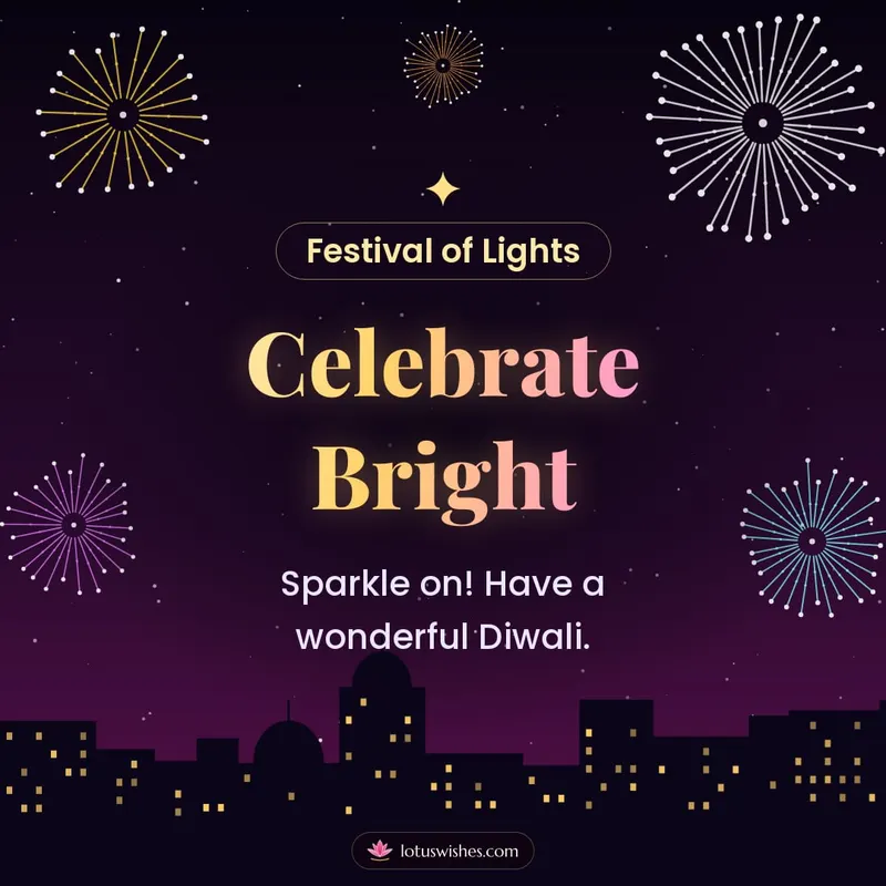 Celebrate Bright – Fireworks Diwali wishes image in English (square)