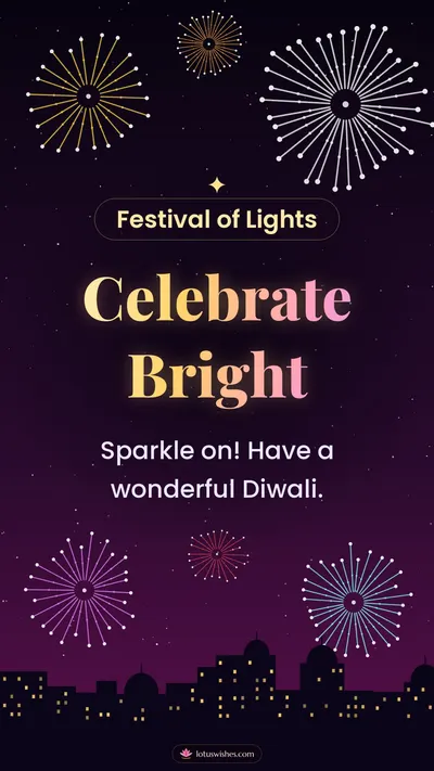 Celebrate Bright – Fireworks Diwali wishes image in English (story)