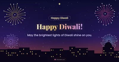 Happy Diwali! – Fireworks Diwali wishes image in English (landscape)