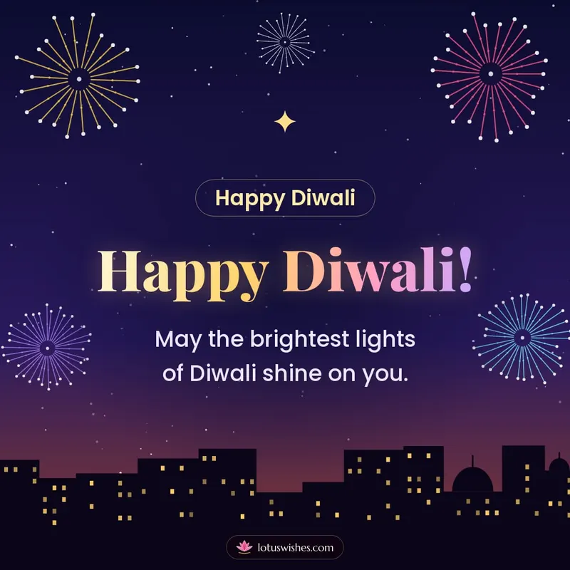 Happy Diwali! – Fireworks Diwali wishes image in English (square)