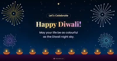 Happy Diwali! – Fireworks Diwali wishes image in English (landscape)