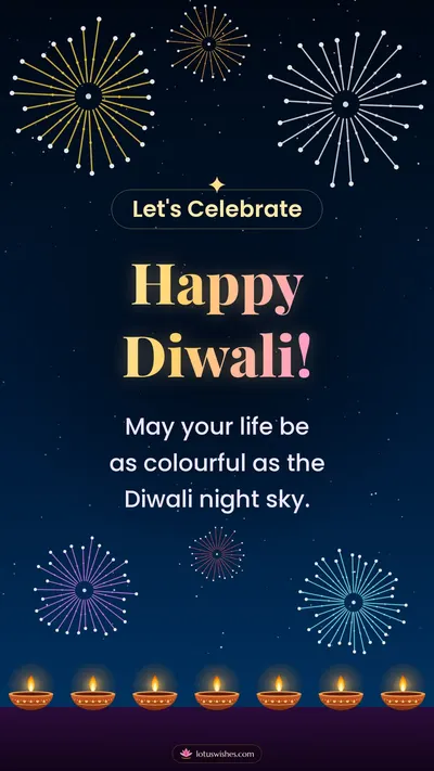 Happy Diwali! – Fireworks Diwali wishes image in English (story)