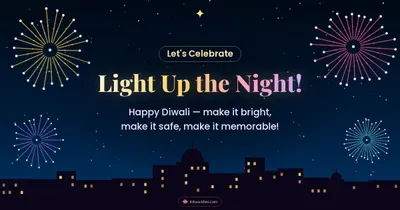 Light Up the Night! – Fireworks Diwali wishes image in English (landscape)