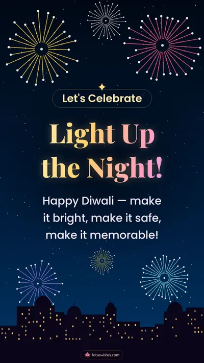 Light Up the Night! – Fireworks Diwali wishes image in English (story)