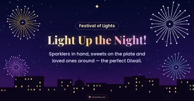 Light Up the Night! – Fireworks Diwali wishes image in English (landscape)