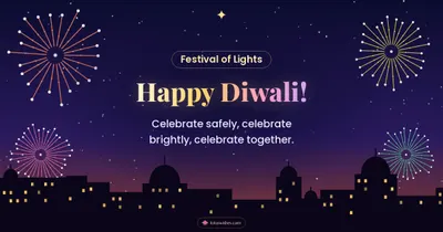 Happy Diwali! – Fireworks Diwali wishes image in English (landscape)