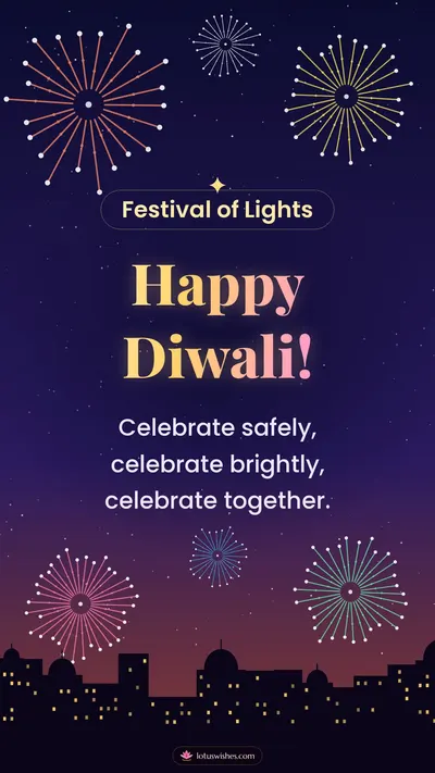 Happy Diwali! – Fireworks Diwali wishes image in English (story)