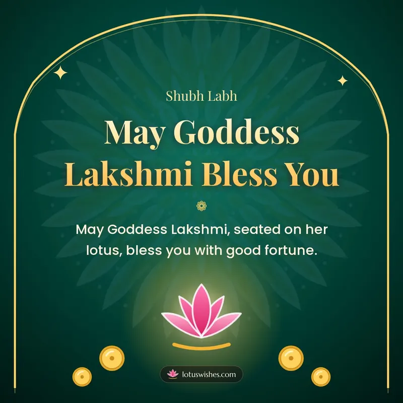 May Goddess Lakshmi Bless You – Lakshmi Puja Diwali wishes image in English (square)