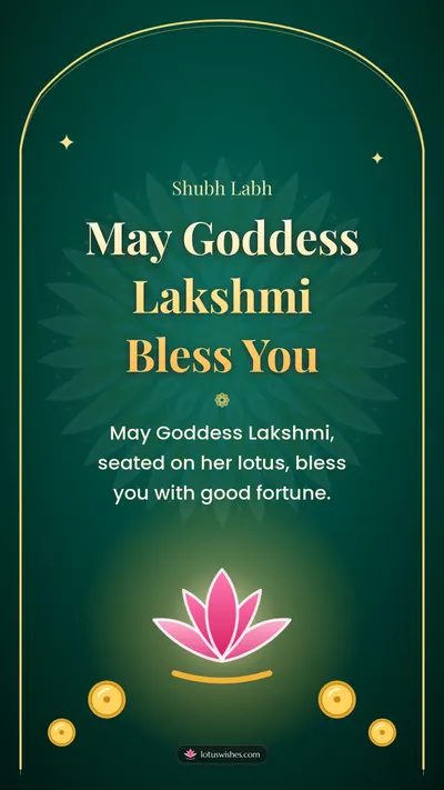 May Goddess Lakshmi Bless You – Lakshmi Puja Diwali wishes image in English (story)