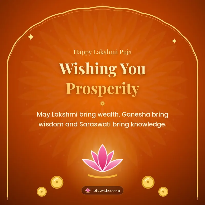 Wishing You Prosperity – Lakshmi Puja Diwali wishes image in English (square)