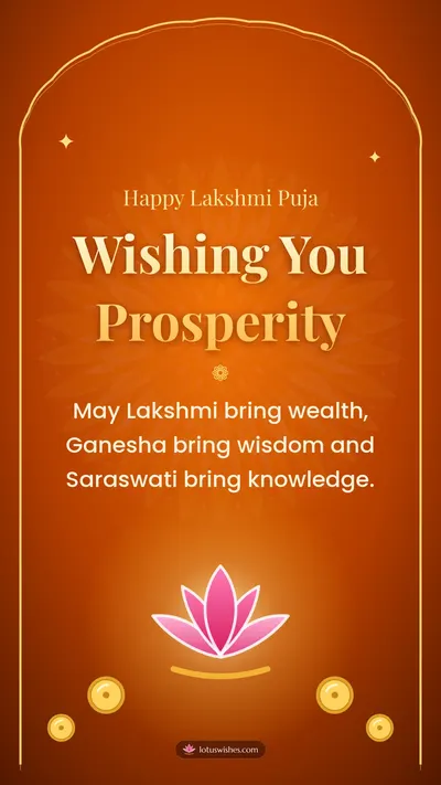 Wishing You Prosperity – Lakshmi Puja Diwali wishes image in English (story)